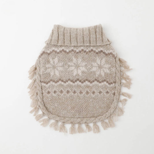 SNOW NORDIC PATTERN KNIT PONCHO