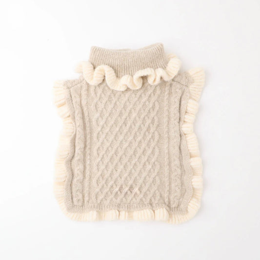 RUFFLED CABLE KNIT PONCHO