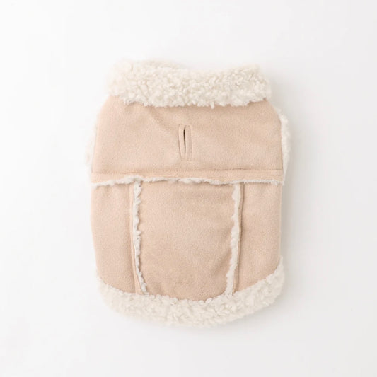 VEST WITH FAUX SHEARLING COLLAR