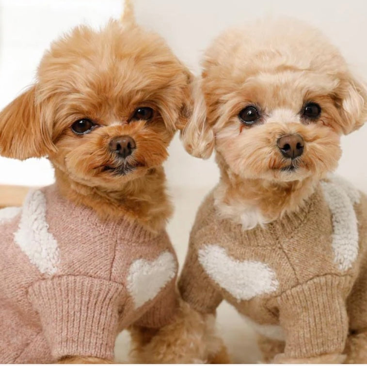 FLUFFY HEART KNIT SWEATER