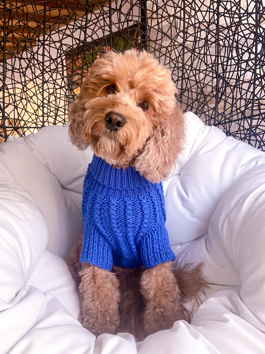 HAND KNITTED SWEATER COBALT BLUE