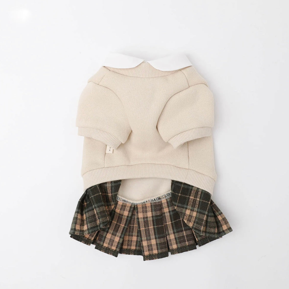 PLEATED CHECK SKIRT DRESS