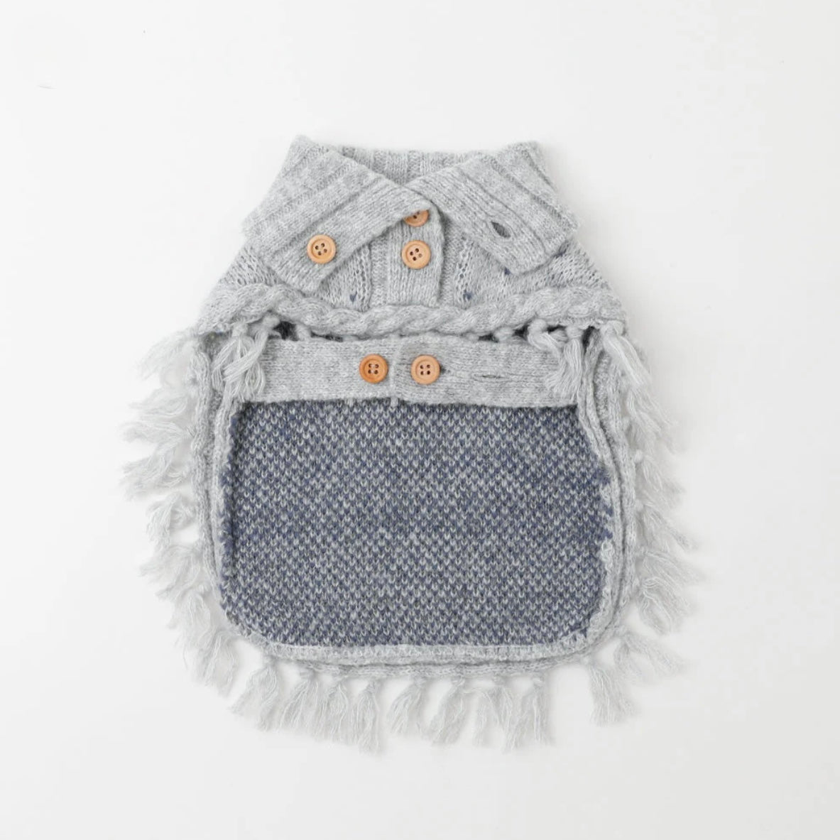 SNOW NORDIC PATTERN KNIT PONCHO