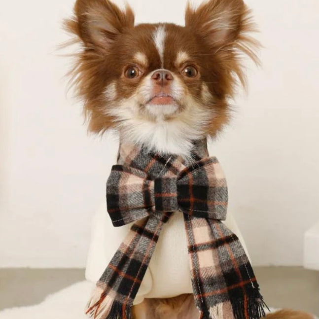 PULLOVER WITH PLAID SCARF