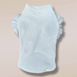 WHITE SLEEVELESS TURTLENECK TEES