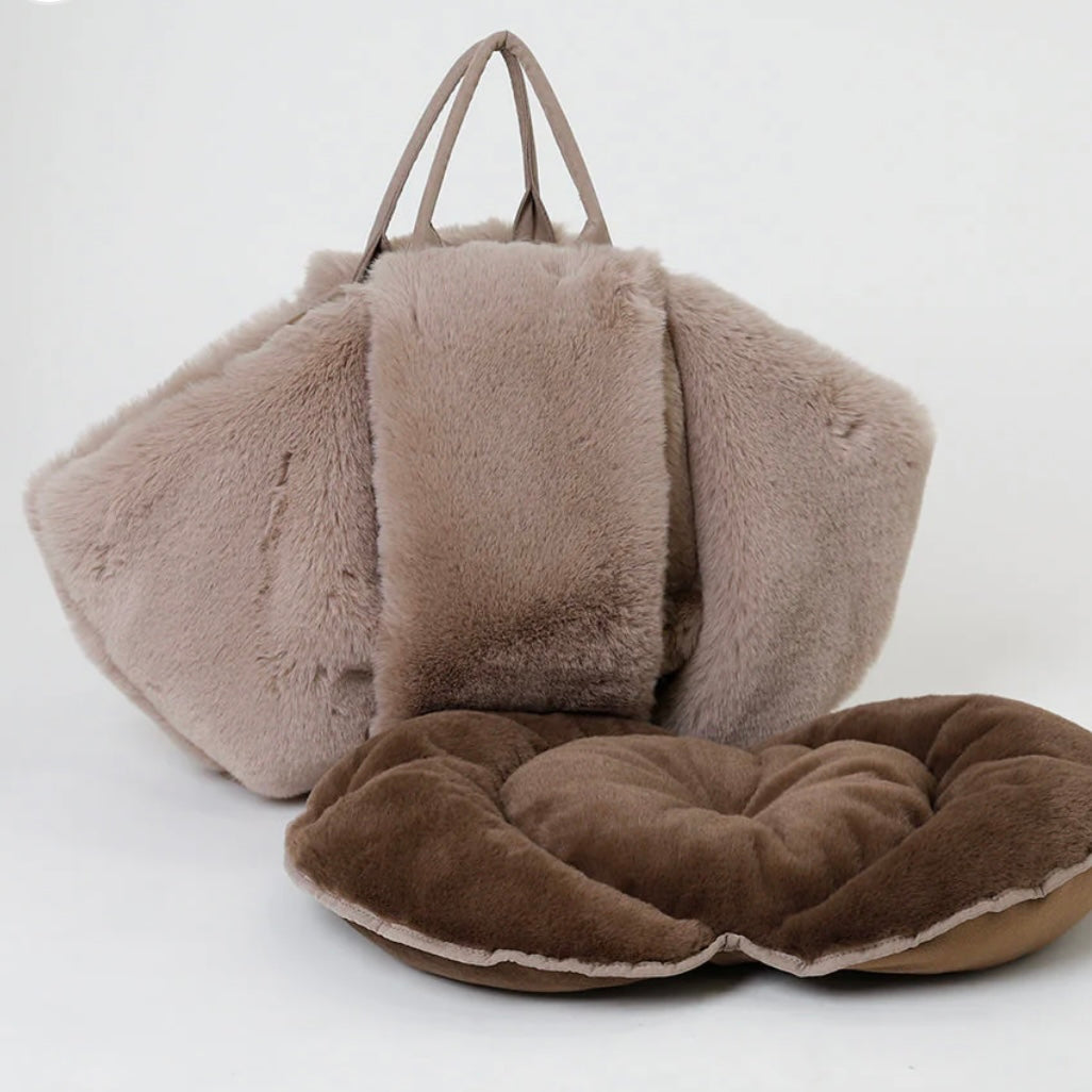 2WAY HAMMOCK TYPE FUR SLING BAG WITH MESH