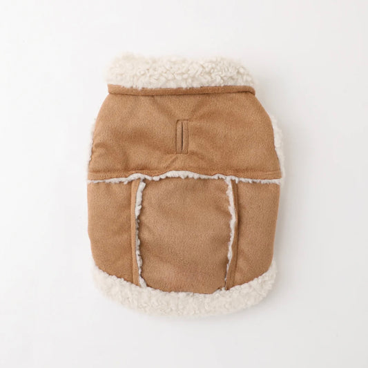 VEST WITH FAUX SHEARLING COLLAR