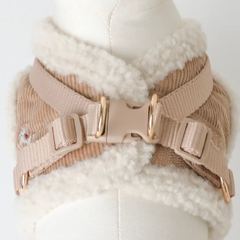 CORDUROY BORE HARNESS WITH WOODEN HORSE EMBROIDERY + LEAD