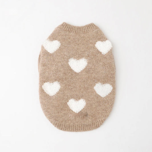FLUFFY HEART KNIT SWEATER