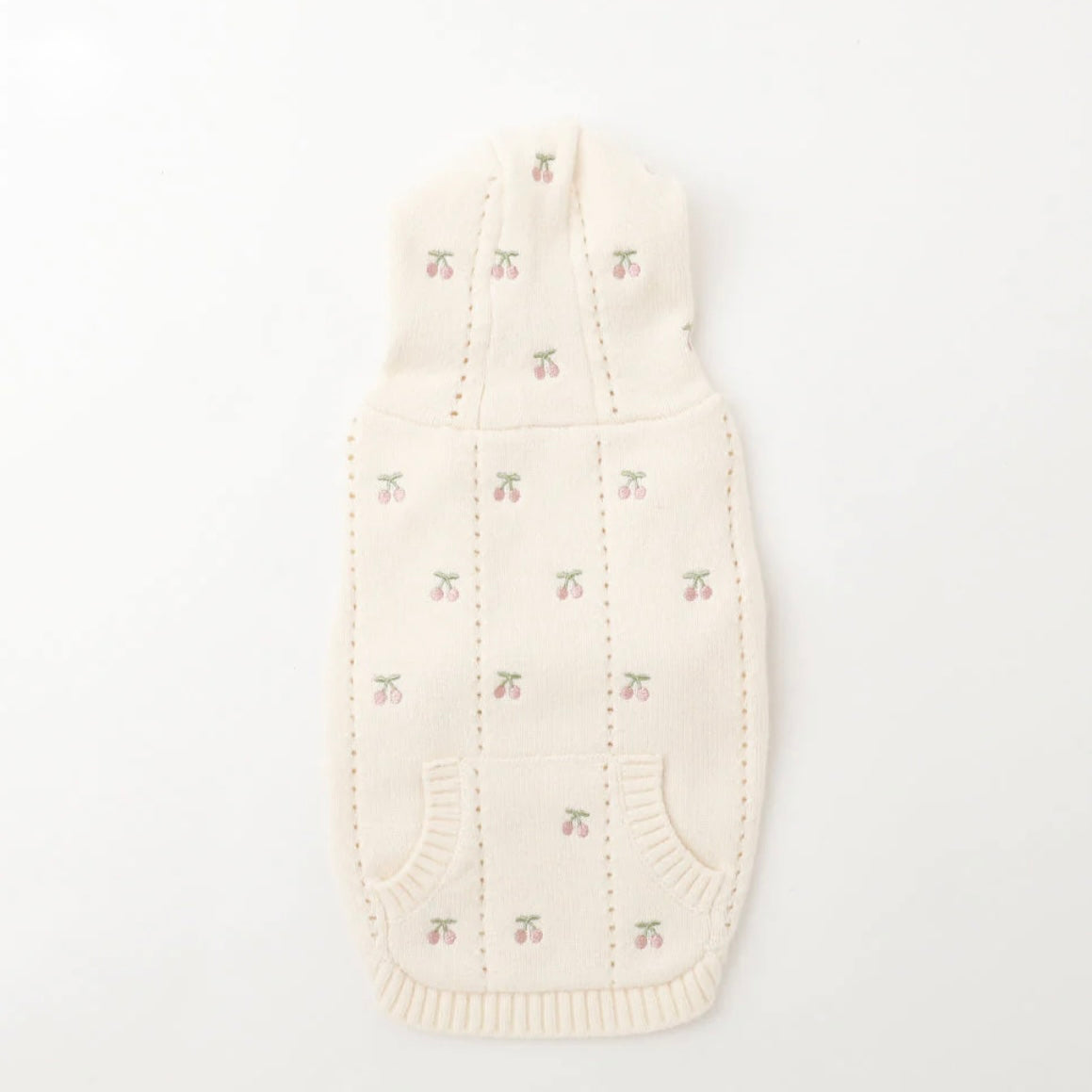 CHERRY EMBROIDERED KNIT HOODIE