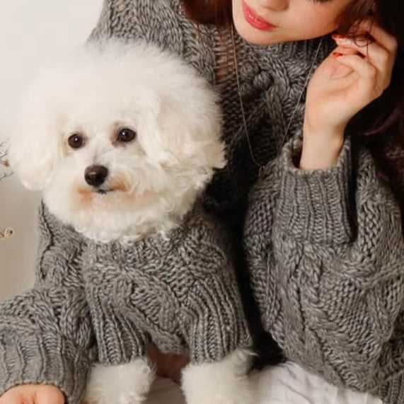 CABLE POM POM KNIT SWEATER FOR HUMAN