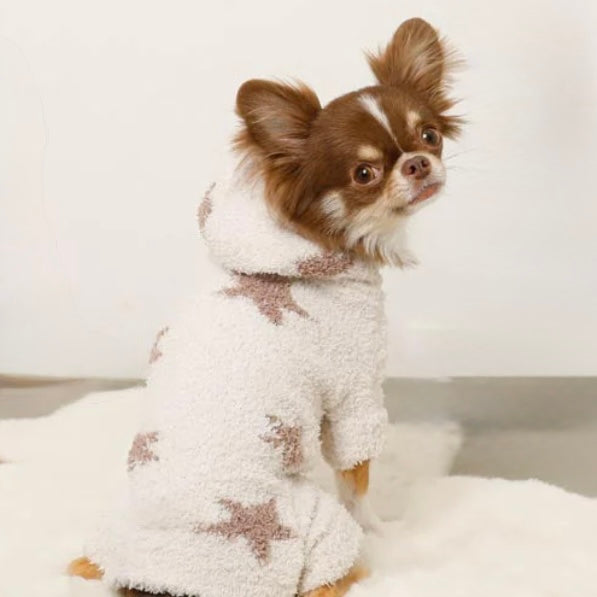 STAR PATTERN FLUFFY KNIT ROMPER