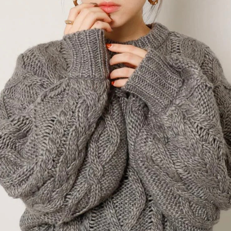 CABLE POM POM KNIT SWEATER FOR HUMAN