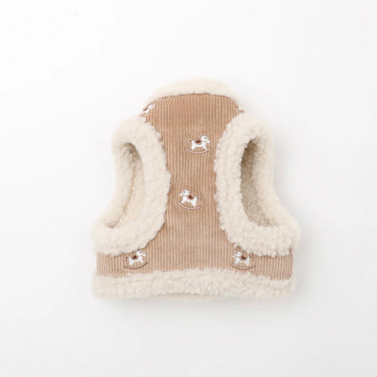 CORDUROY BORE HARNESS WITH WOODEN HORSE EMBROIDERY + LEAD