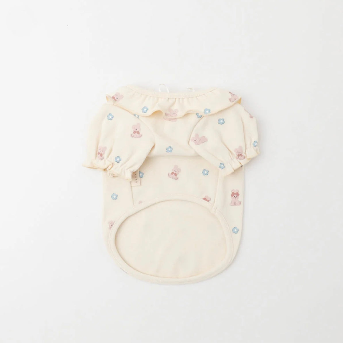 BUNNY PATTERN RUFFLE PUFF SLEEVE TOP