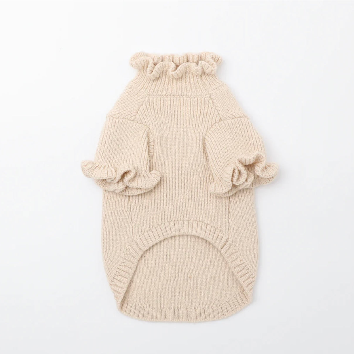 HIGH NECK RUFFLED KNIT TOP