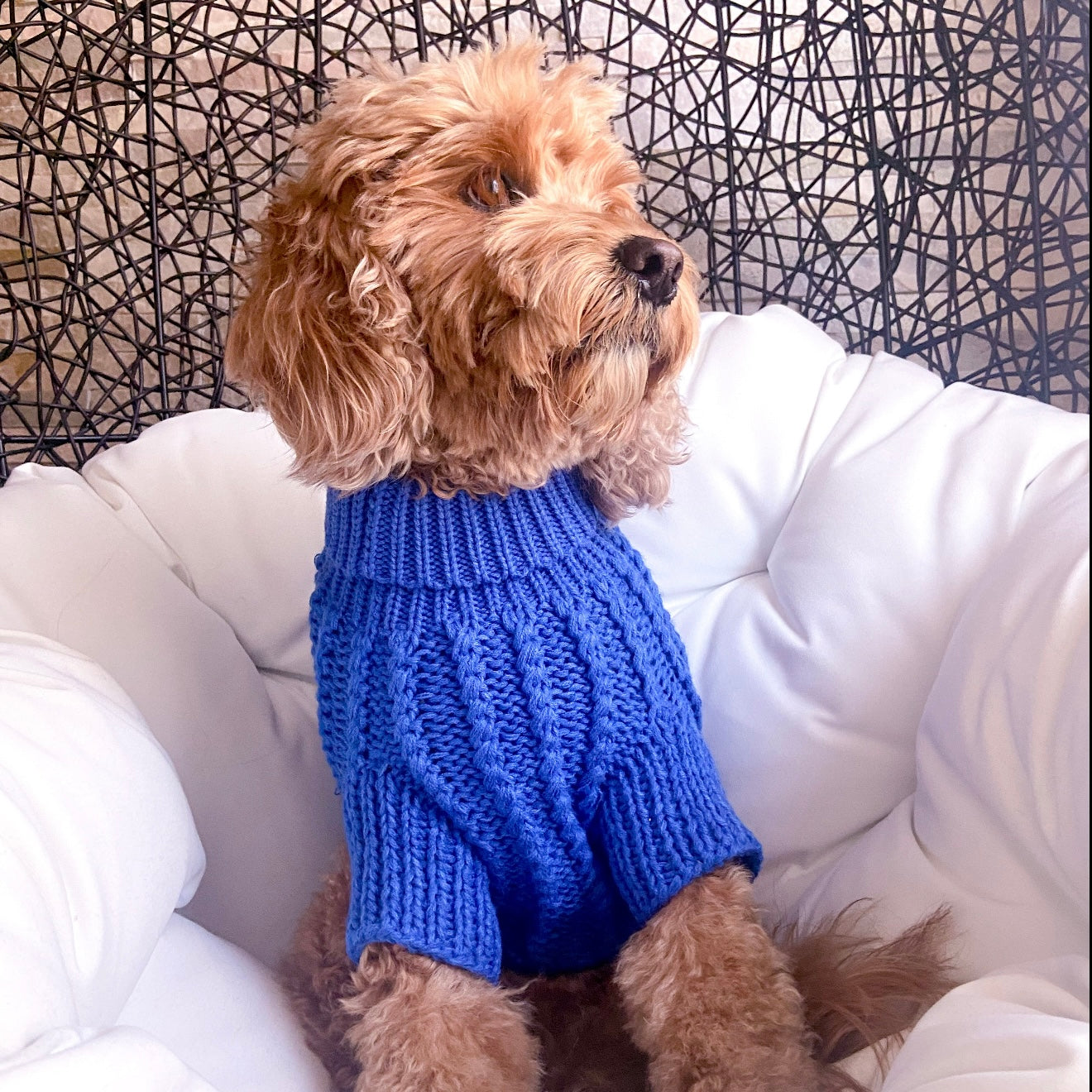 HAND KNITTED SWEATER COBALT BLUE