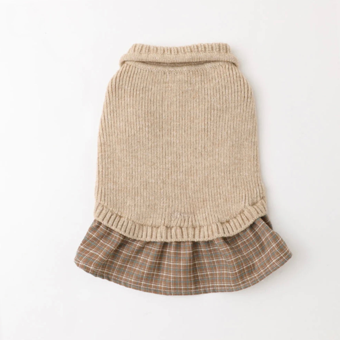 CHECK SKIRT DOCKING KNIT DRESS