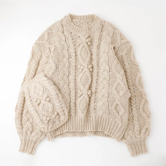CABLE POM POM KNIT SWEATER FOR HUMAN