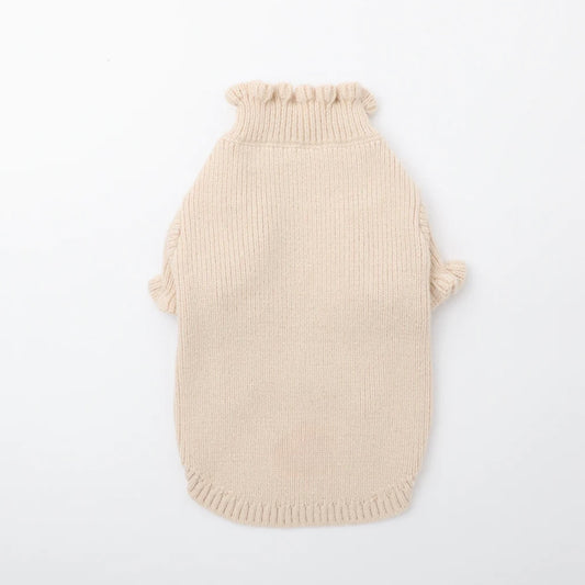 HIGH NECK RUFFLED KNIT TOP