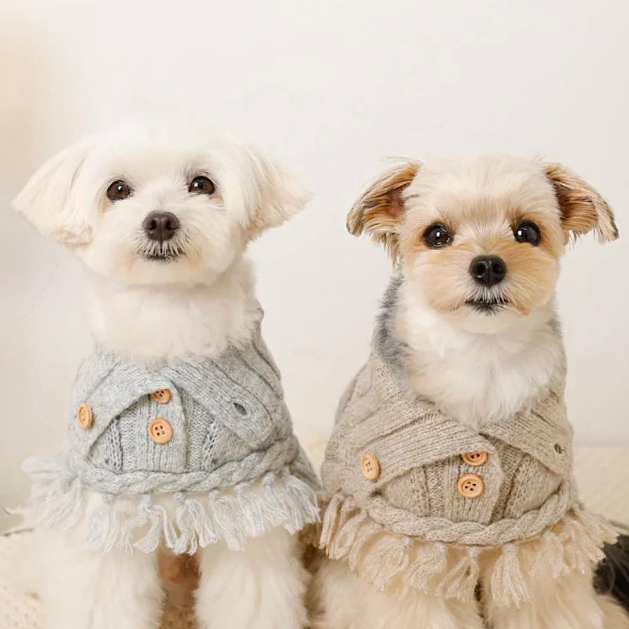 SNOW NORDIC PATTERN KNIT PONCHO