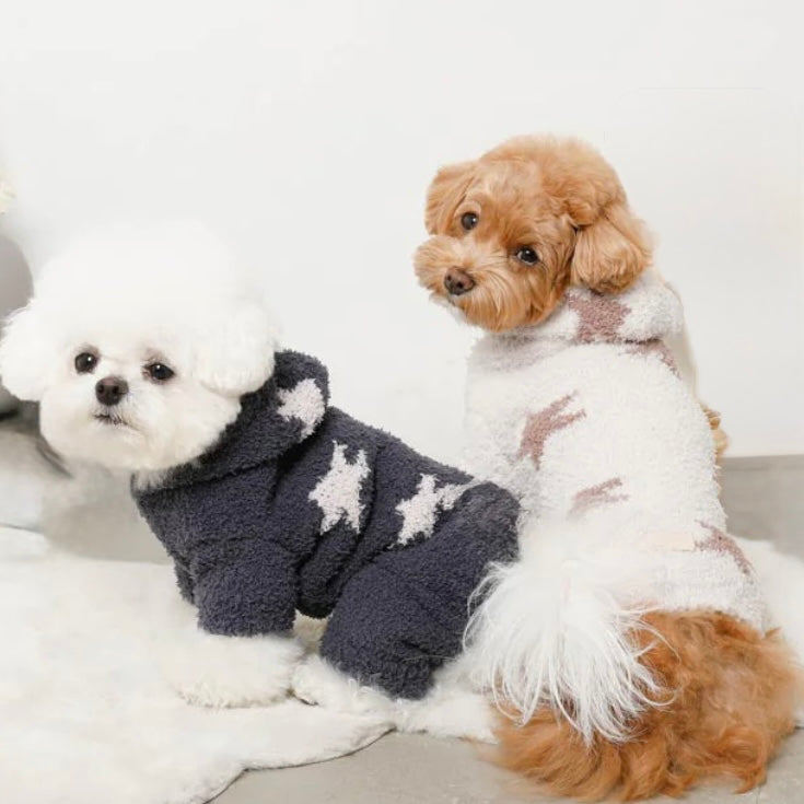 STAR PATTERN FLUFFY KNIT ROMPER