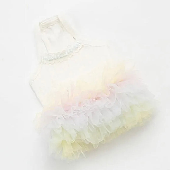 WHITE PASTEL RAINBOW TUTU DRESS