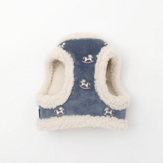 CORDUROY BORE HARNESS WITH WOODEN HORSE EMBROIDERY + LEAD