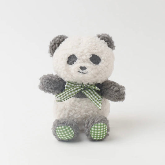 PANDA GINHAM CHECK RIBBON PLUSH TOY