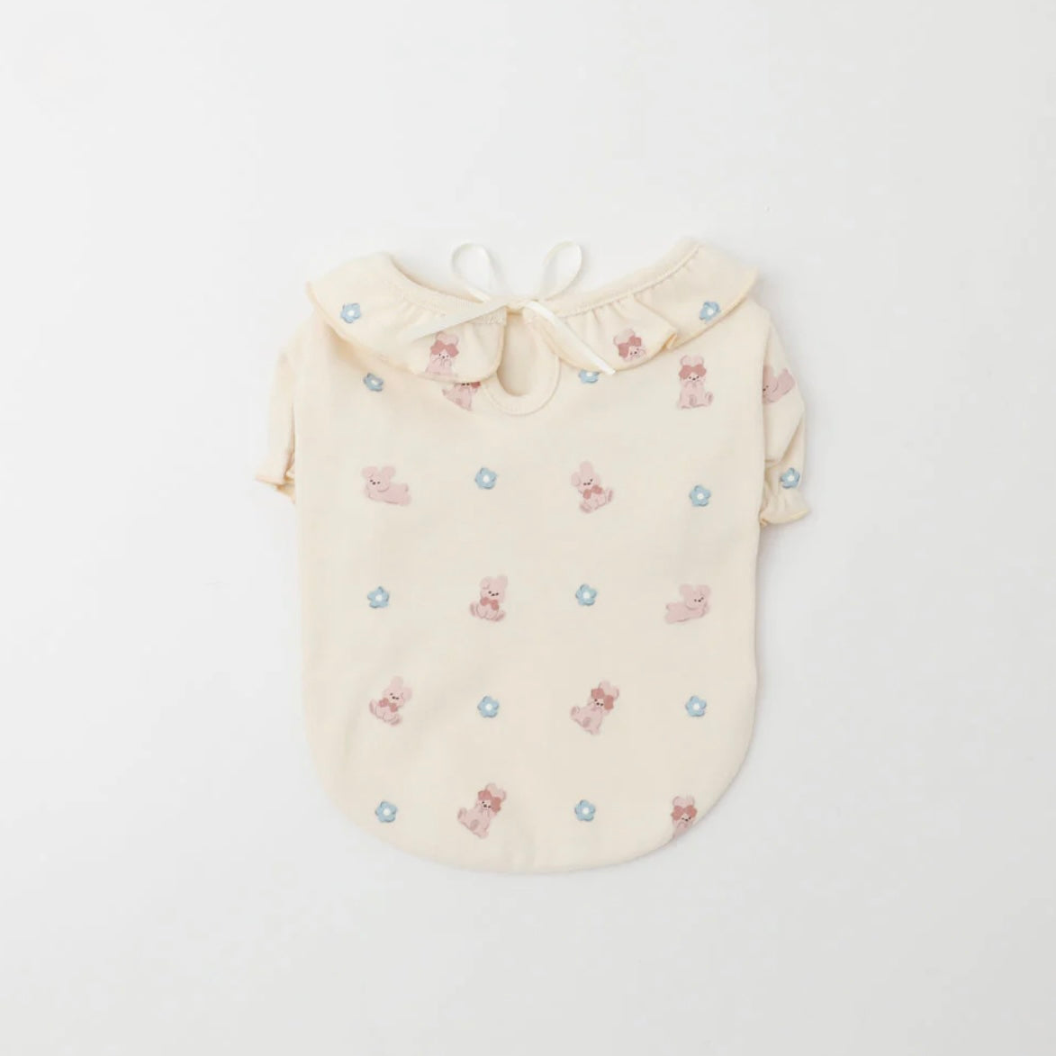 BUNNY PATTERN RUFFLE PUFF SLEEVE TOP