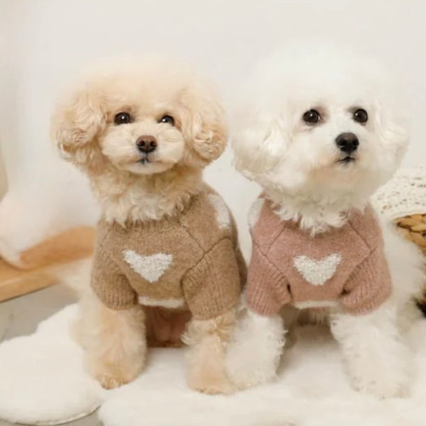 FLUFFY HEART KNIT SWEATER