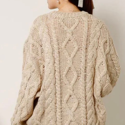 CABLE POM POM KNIT SWEATER FOR HUMAN
