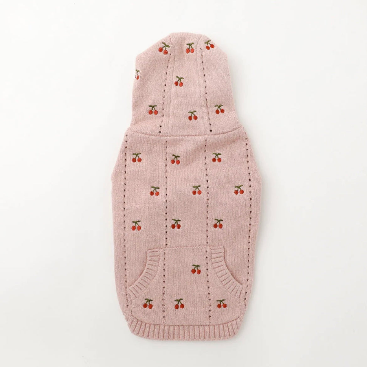 CHERRY EMBROIDERED KNIT HOODIE