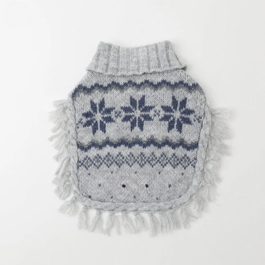 SNOW NORDIC PATTERN KNIT PONCHO