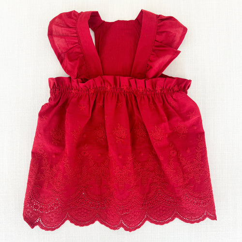 CHERRY RED EYELET EDGED DRESS