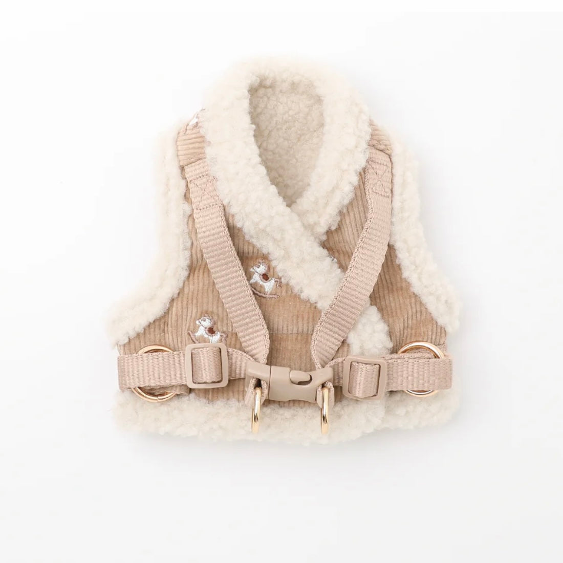 CORDUROY BORE HARNESS WITH WOODEN HORSE EMBROIDERY + LEAD