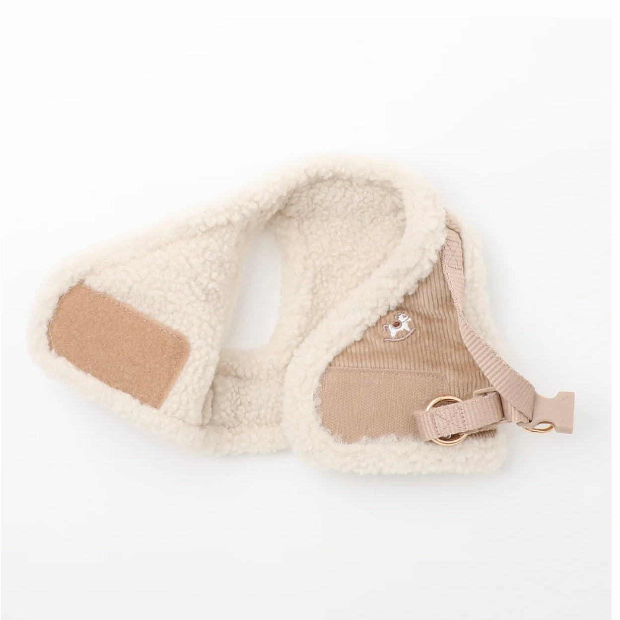 CORDUROY BORE HARNESS WITH WOODEN HORSE EMBROIDERY + LEAD