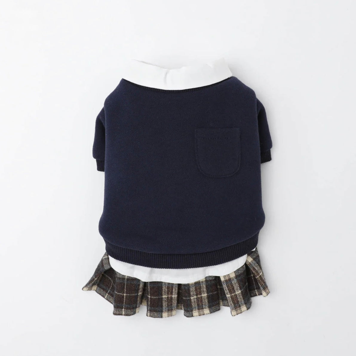 PLEATED CHECK SKIRT DRESS