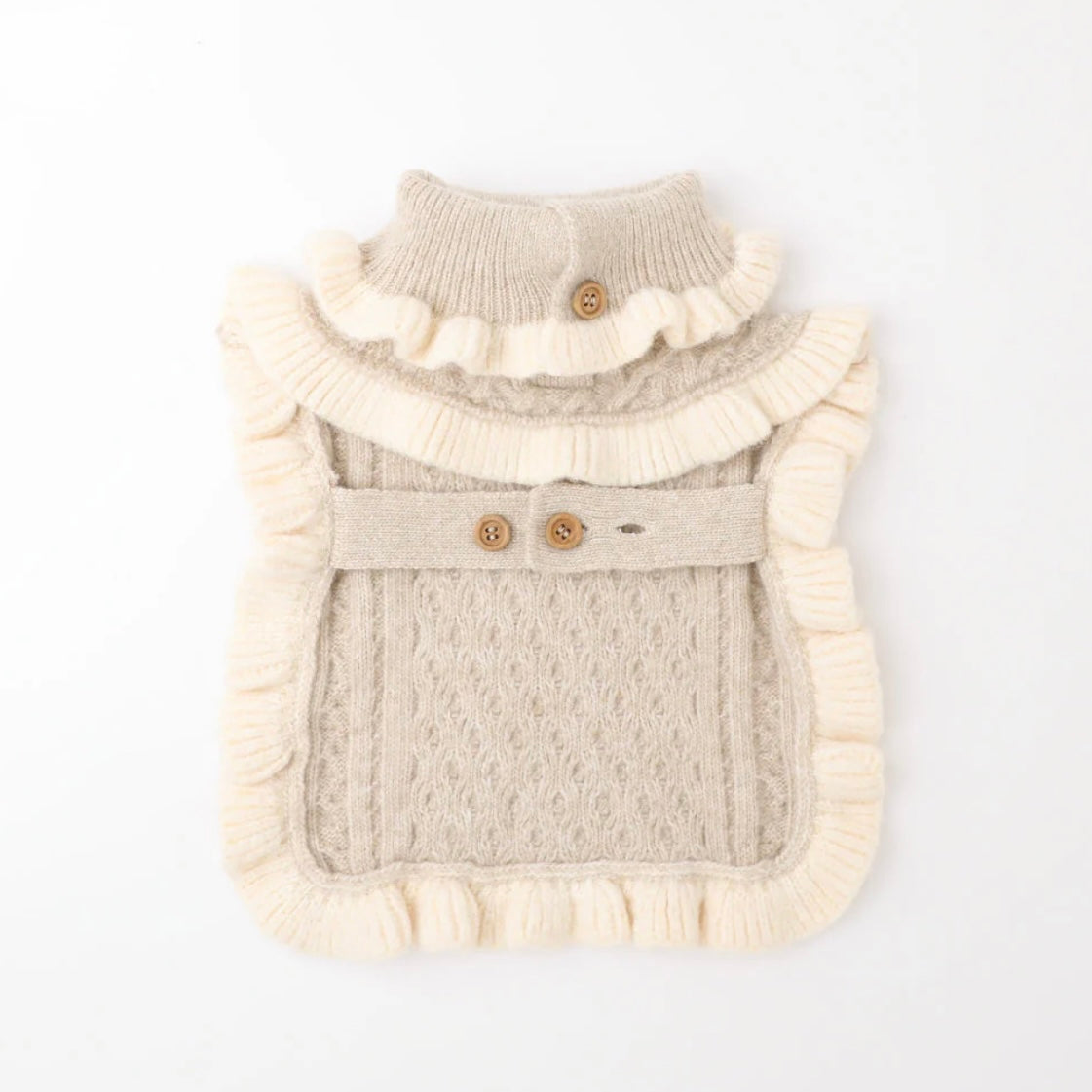 RUFFLED CABLE KNIT PONCHO