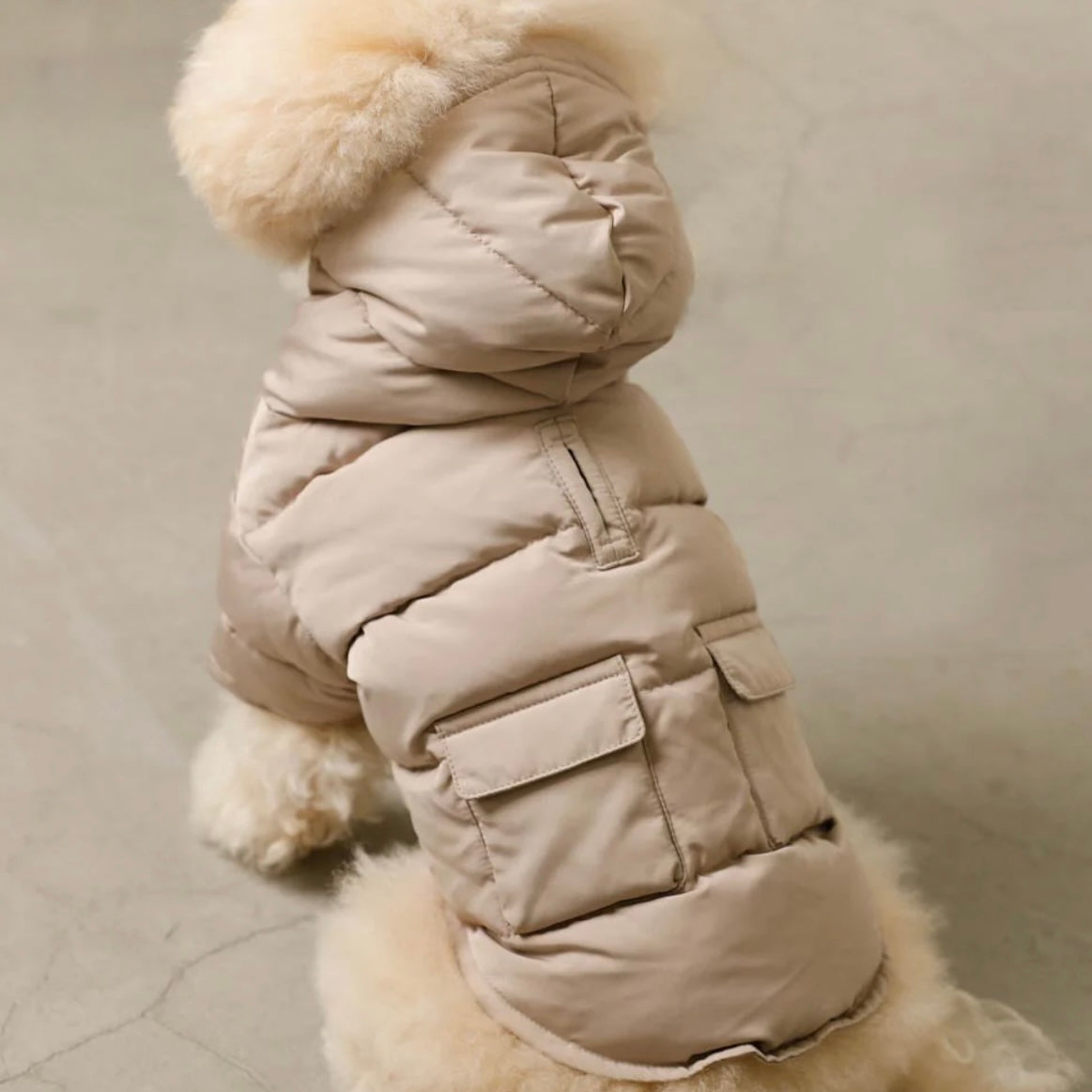 PUFFER JACKET IWTH HOOD AND POCKETS