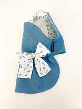 Load image into Gallery viewer, WHITE BOW BLUE FLOWER DENIM DRESS