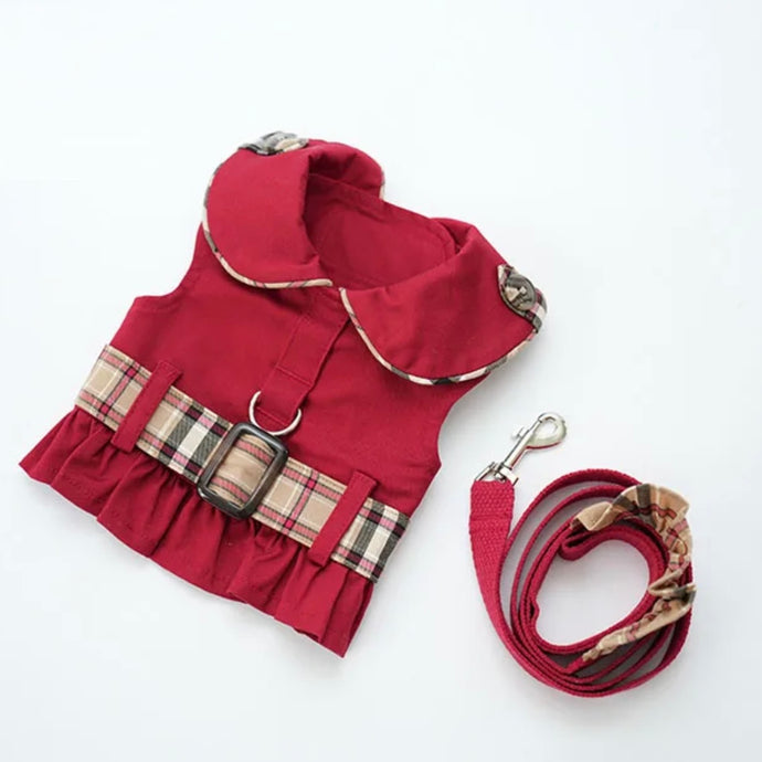 FASHION HARNESS AND LEASH SET RED