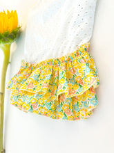 Load image into Gallery viewer, EYELET TANK FORAL RUFFLED YELLOW SKIRT DRESS WITH HAT