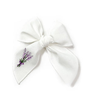 BOUQUETS LINEN WHITE HAIR BOW
