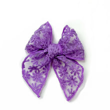 Load image into Gallery viewer, PURPLE DAISY TULLE HAIR BOW
